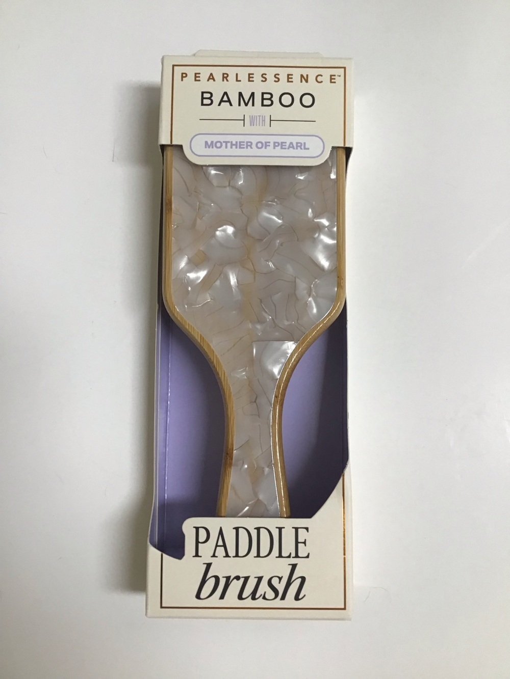 BAMBOO Paddle Hair Brush Wood MOTHER OF PEARL Bath Vanity Pearlessence Luxe NEW - Picture 4 of 16